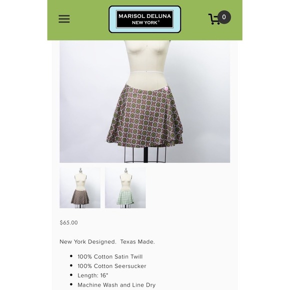 MARISOL DELUNA NEW YORK® Reversible Green Signature Wrap Skirt Sz Lg Made In USA - Picture 10 of 13